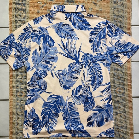 Under Armor Leafy Blue & Light Pink The Play Off Polo Short Sleeve Collared M - Picture 2 of 8